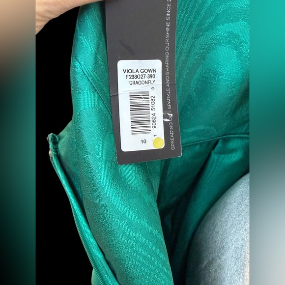 Sachin & Babi Viola Gown Green Moiré One Shoulder Dress Gown With Pockets sz 10 - Picture 15 of 16